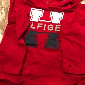 Boys red a long sleeve hooded shirt final sale